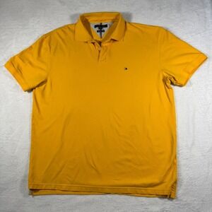 Tommy Hilfiger Polo Shirt Mens XL Yellow Excellent Regular Fit Stretch Logo